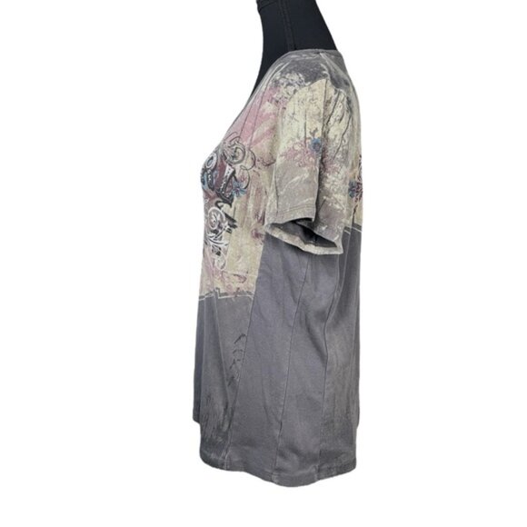 Plus Size Cowgirl Distressed Rhinestone Rodeo Western Graphic T Stampede Sz 1X - Picture 2 of 15